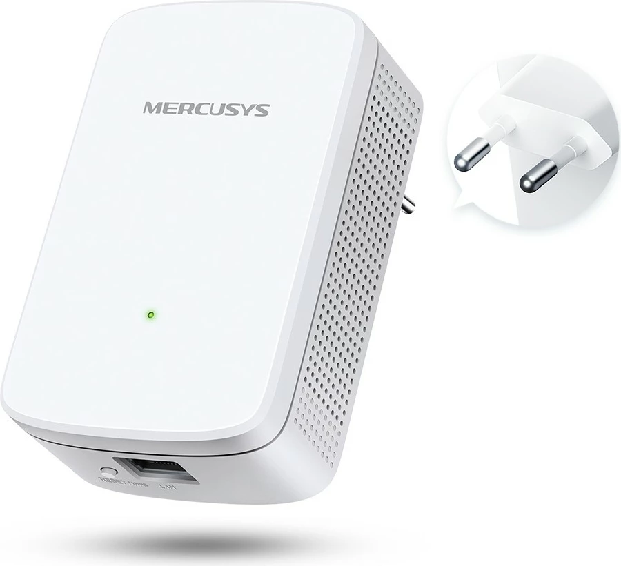 Repeater Wi-Fi Mercusys ME10, 300 Mbps, 1 portë LAN, i bardhë