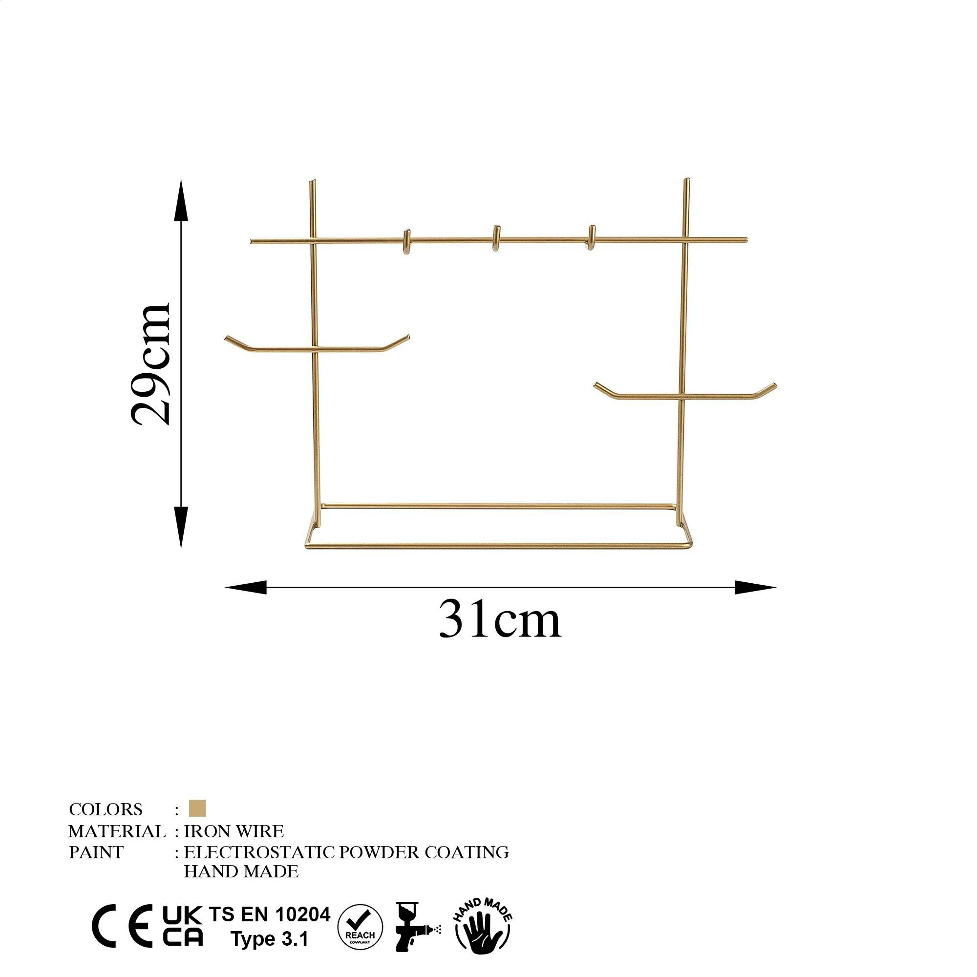 Organizues stoli për bizhuteri, ngjyrë ari, Aberto Design, TK-007