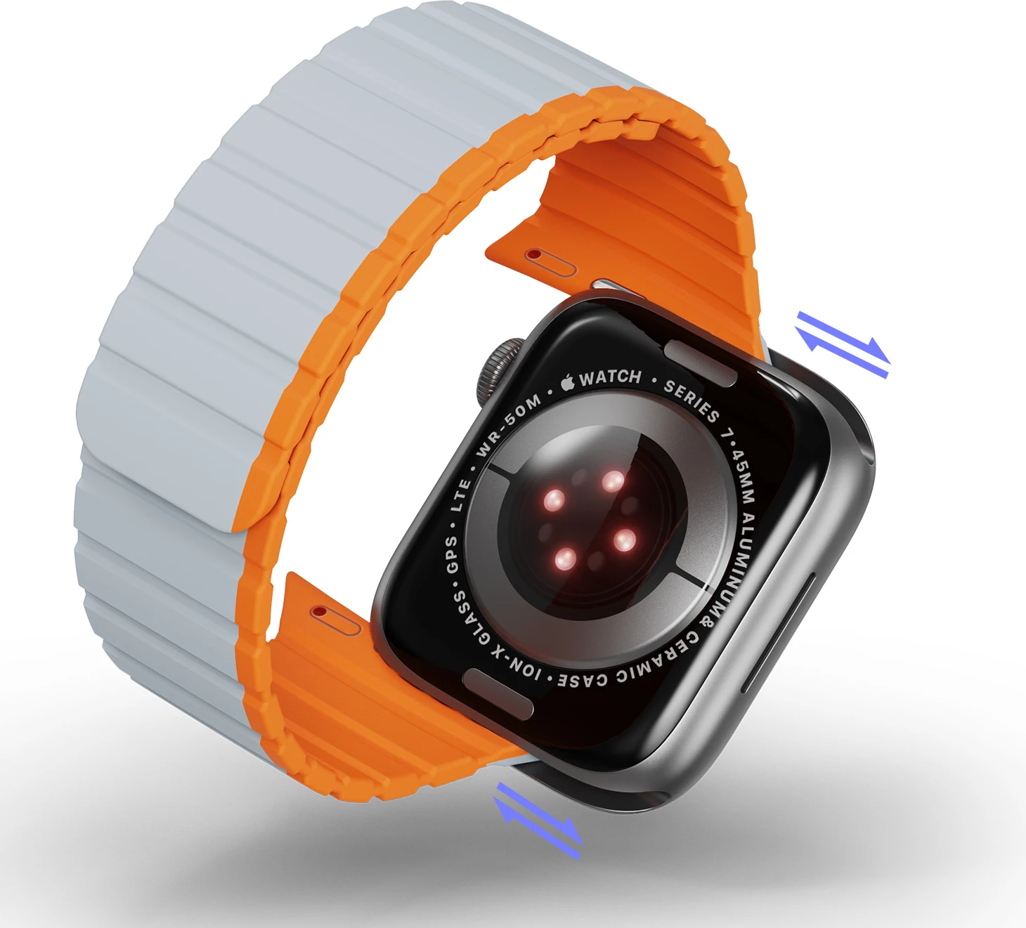 Rrip magnetik për Apple Watch Dux Ducis LD Version, 41/40/38mm, gri-portokalli