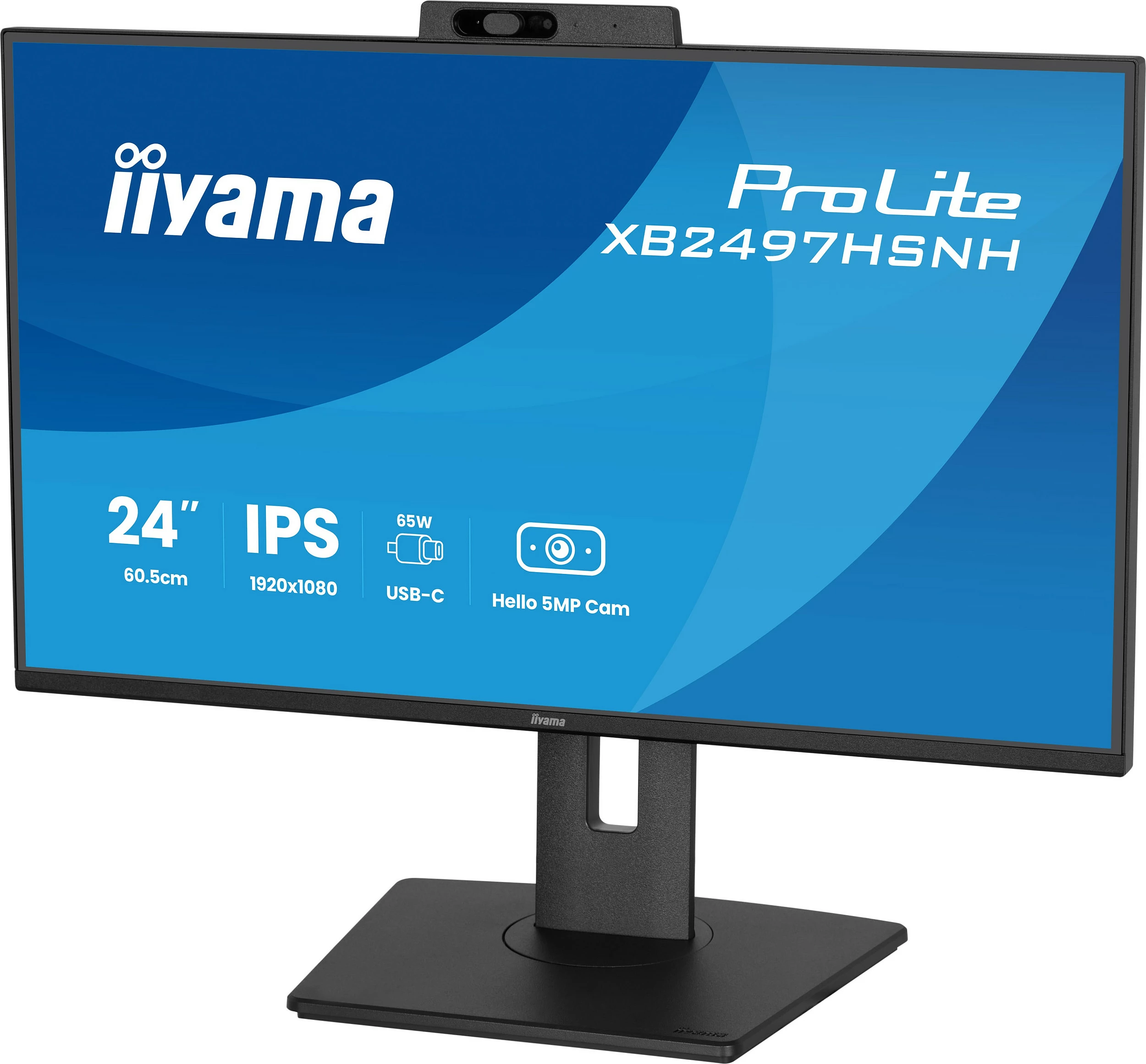 Monitor iiyama ProLite XB2497HSNH-B1, 23.8" FHD IPS, 100Hz, USB-C 65W, kamerë 5MP, i zi