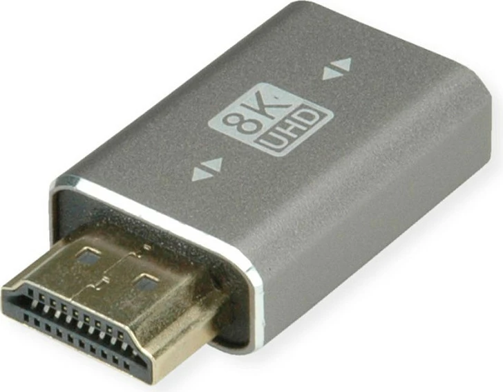 Adapter HDMI ROLINE 12.03.3250, HDMI Type A mashkull në HDMI Type A femër, 8K 60Hz, argjendtë