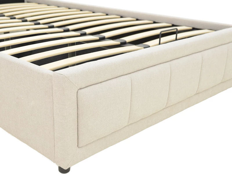 Krevat me hapësirë për depo, stof bezhë, Huga, 120x200cm