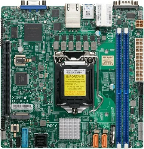 Pllakë amë Supermicro X12STL-IF, mini ITX, LGA 1200, Xeon E-2300, DDR4 ECC, 2x LAN