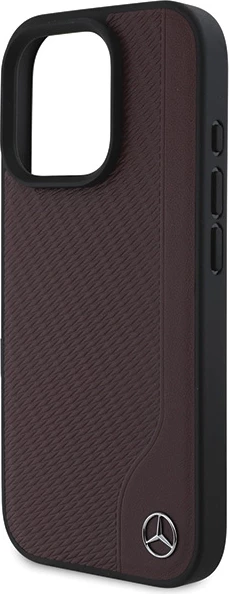 Mbështjellës Mercedes MB Wood Imitation Leather MagSafe për iPhone 16 Pro, Kuq