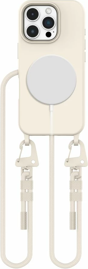 Mbështjellës Tech-Protect Magnecklace për iPhone 16 Pro, MagSafe, Bezhe me litar
