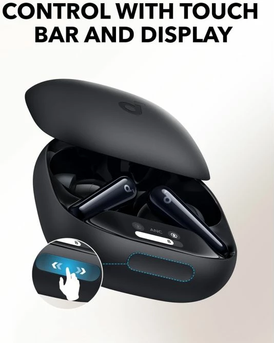 Kufje Anker Soundcore Liberty 4 Pro (A3954G11), pa kabllo, ANC, Bluetooth 5.3, 10h/40h, IP55, zi, set me kuti karikimi