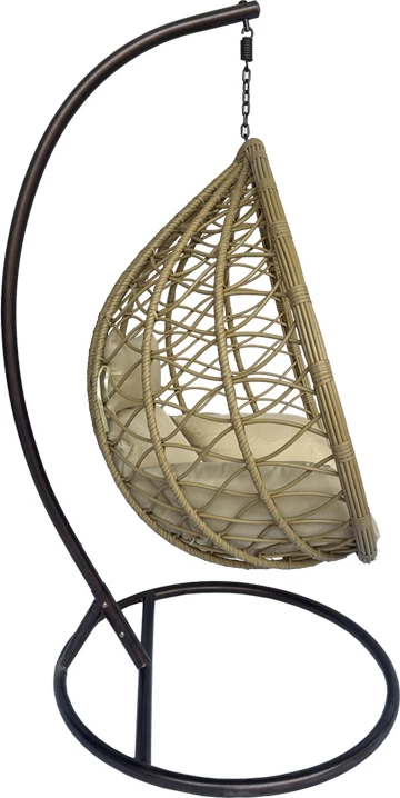 Karrige varëse Lyere me bazë metali ngjyrë kafe me rattan PE bezhë 120x108x195cm