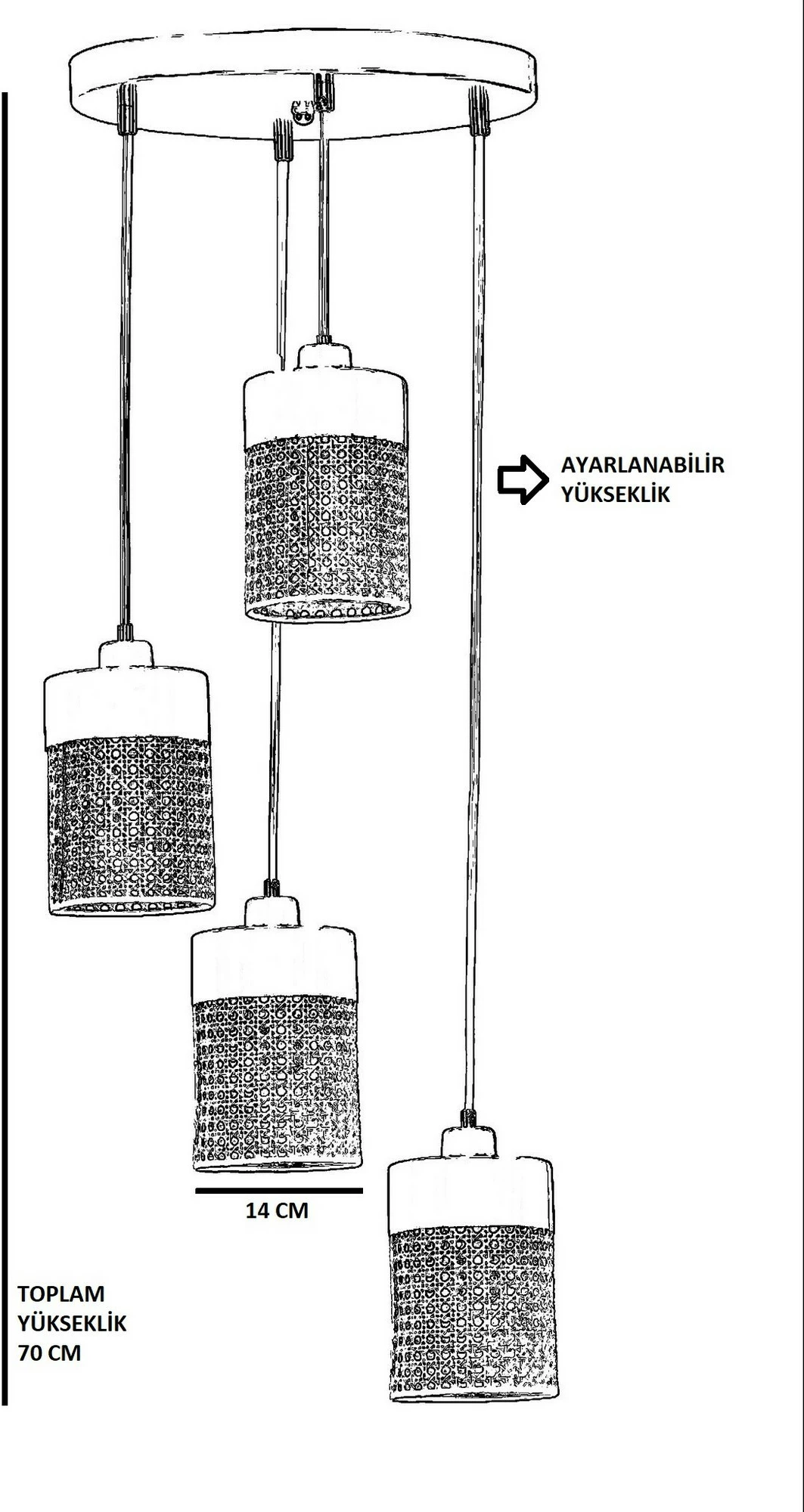 Llambë tavani Opviq, ratan, e zezë, 8705-4