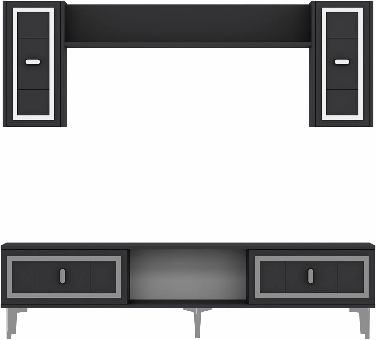Komodë TV Skye Decor, orion, antracit, argjend