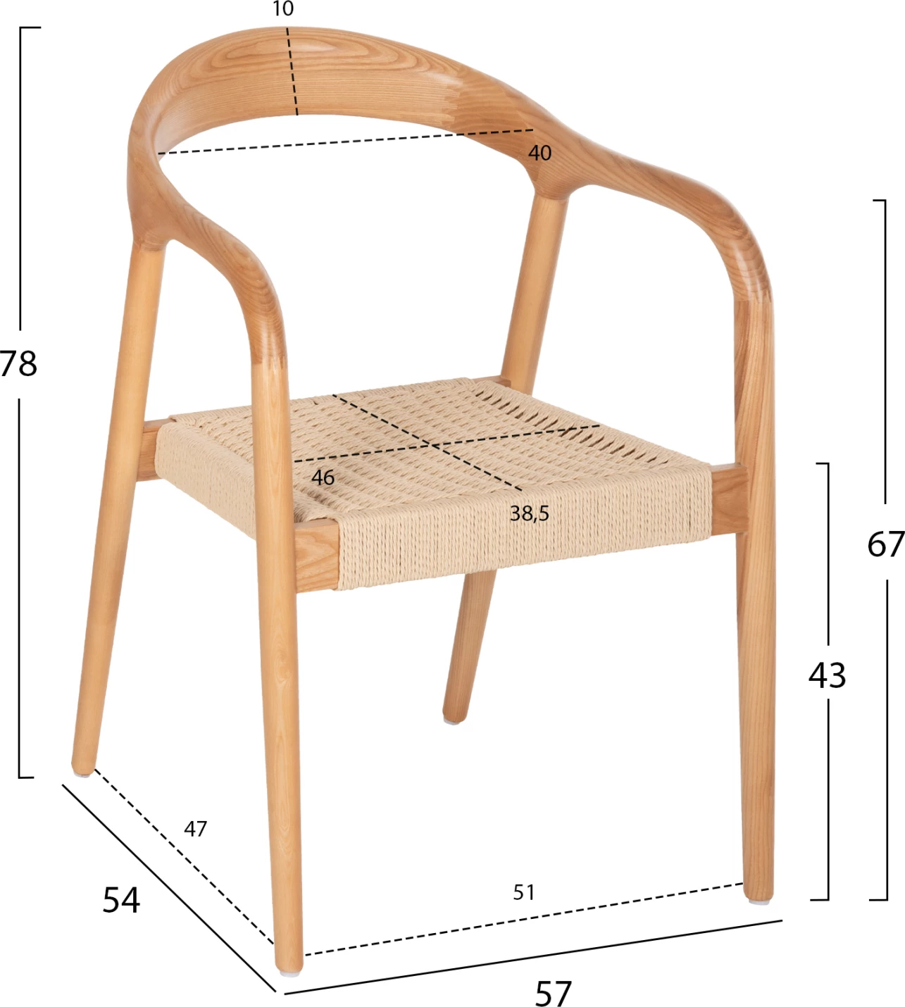 Karrige me krahë, kornizë frashëri, sedilje letre, FH9874, 57x54x78H cm