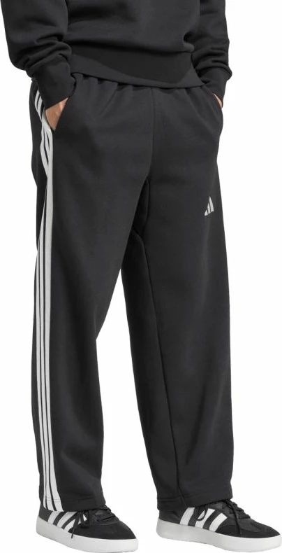 Pantallona sportive meshkuj adidas Essentials Three Stripes JM1770, të zeza