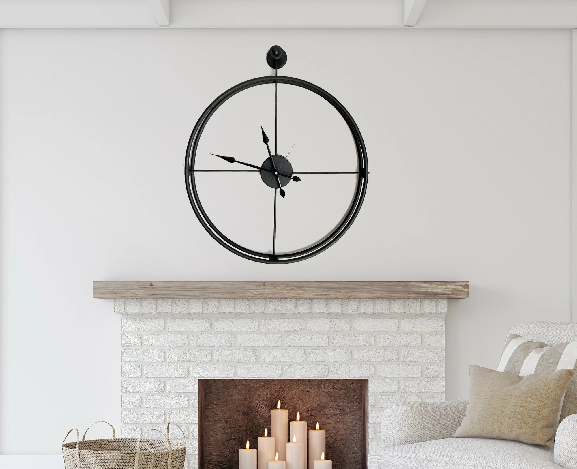Orë muri dekorative prej metali, e zezë, Wallity, Mclock-00106