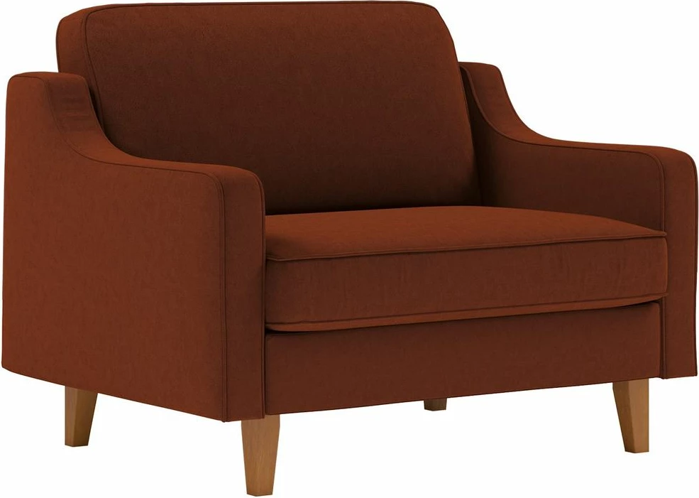 Divan Robin, 1 vend, ngjyrë e kuqe qeramike, këmbë druri arre