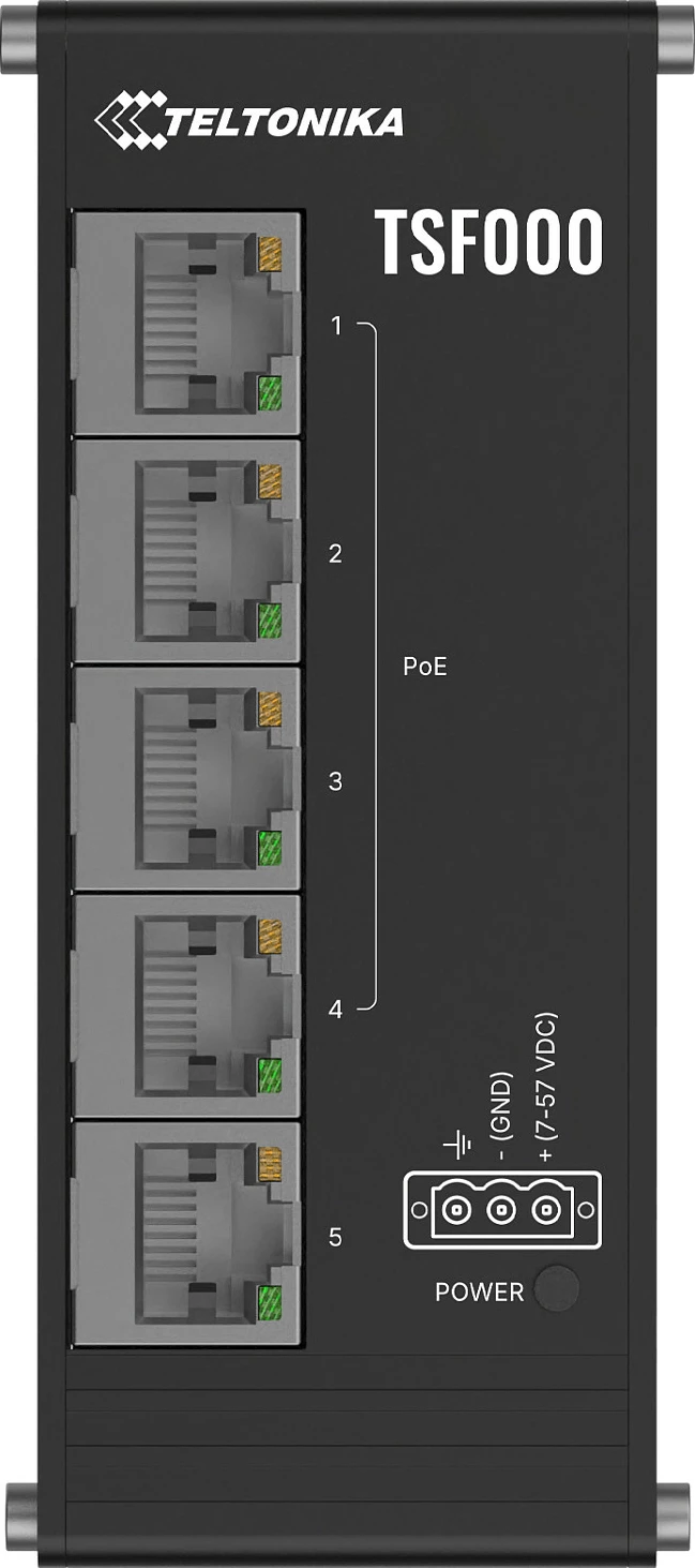 Switch Teltonika TSF000, 5 porta Fast Ethernet 10/100, 4x PoE+ 120W, desktop, i zi