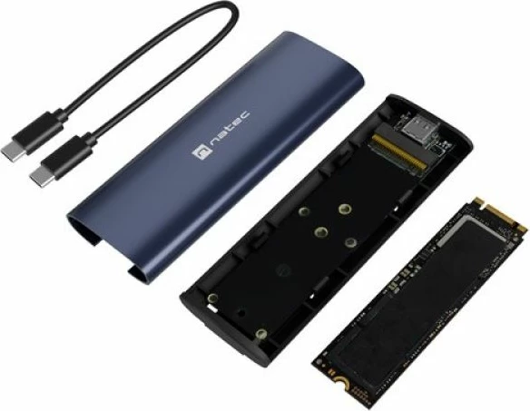Kuti SSD NATEC Rhino M.2 NVMe Lite USB-C 3.2, blu e errët