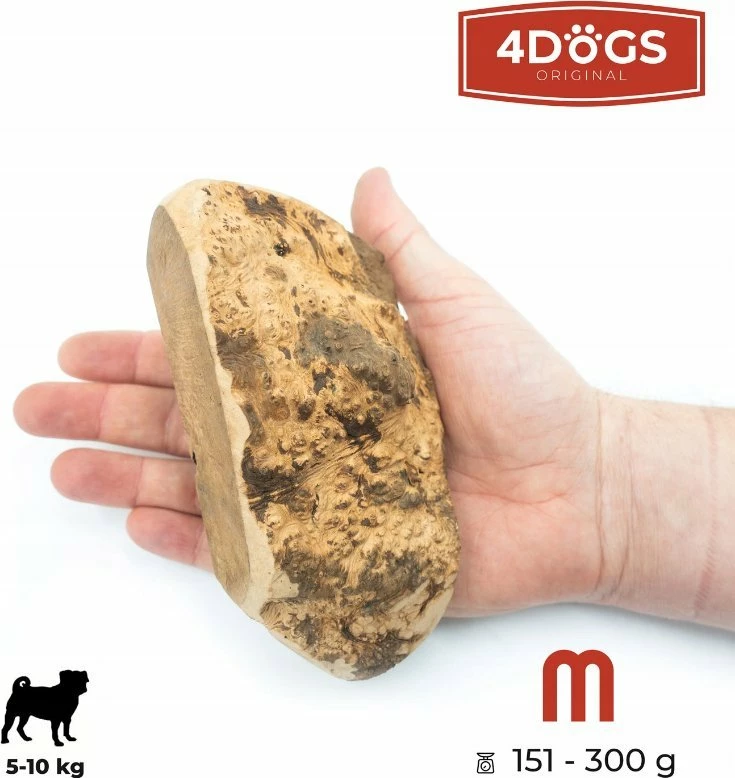 Lodër përtypëse prej rrënjë shqope 4DOGS, size M (për qen 5–10 kg), 151–300 g