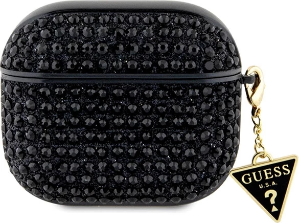 Mbështjellës Guess Rhinestone Triangle për AirPods 3, TPU, i zi