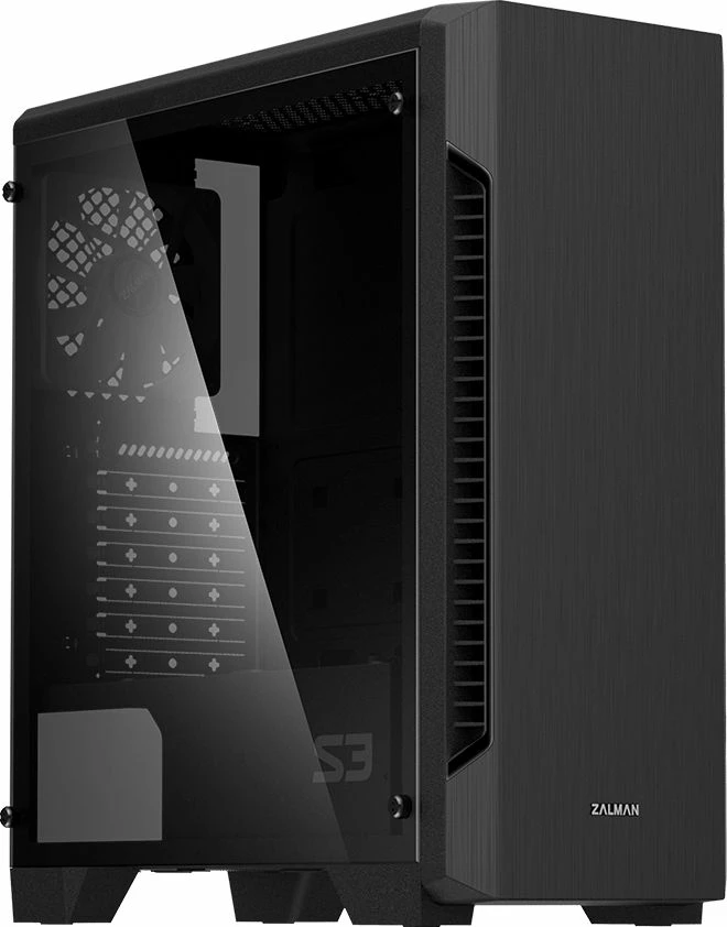 Kasë Zalman S3 TG Midi Tower, Tempered Glass, ATX/mATX/Mini-ITX, USB 3.0, e zezë