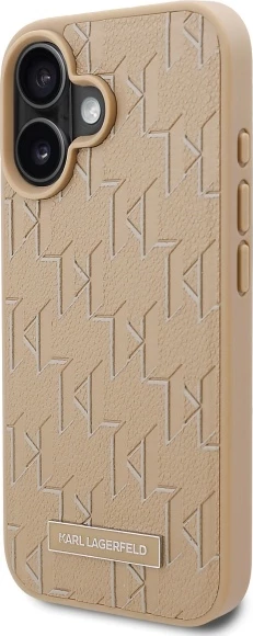 Mbështjellës Karl Lagerfeld Hot Stamp MagSafe për iPhone 16, Bezhe