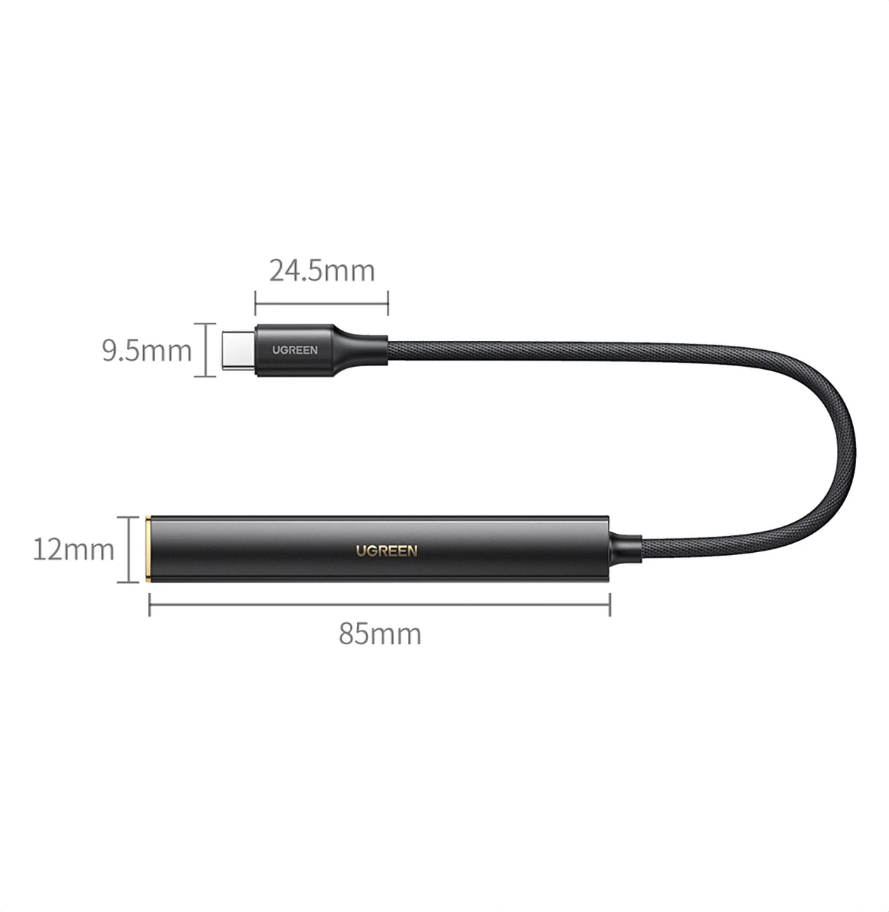 Amplifikator kufjesh Ugreen CM545 DAC, USB-C në 3.5 mm mini jack, i zi