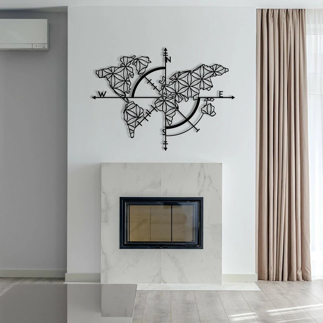 Aksesor dekorativ metalik për mur, Wallity Ritorno, ngjyrë e zezë, 97x70cm