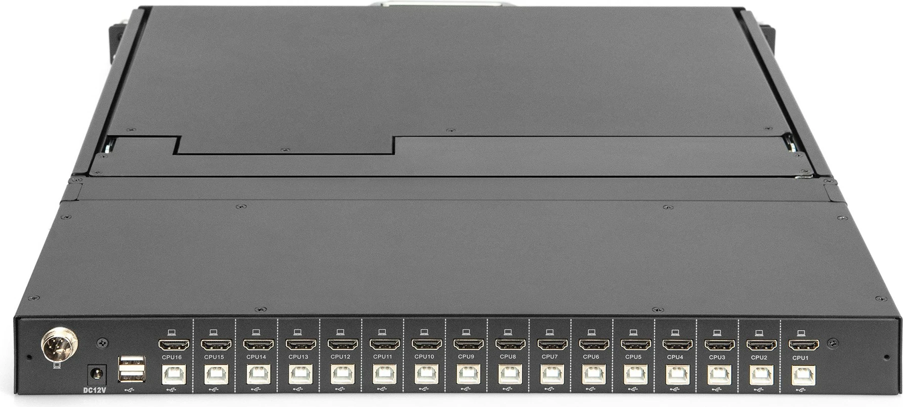 Konsolë modulare Digitus 17" HD LCD, 16-port HDMI KVM, e zezë