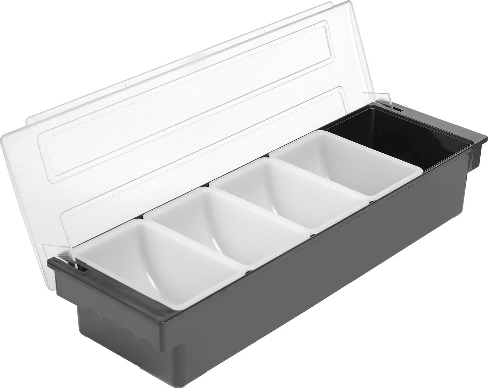 Mbajtës garniturash bar, Bar Up, 5 ndarje, 495 x 160 x 100 mm, me kapak, gri/transparente