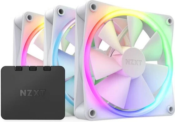 Set ventilatorë kasë NZXT F120 RGB, 120mm, 3 copë, Bardhë