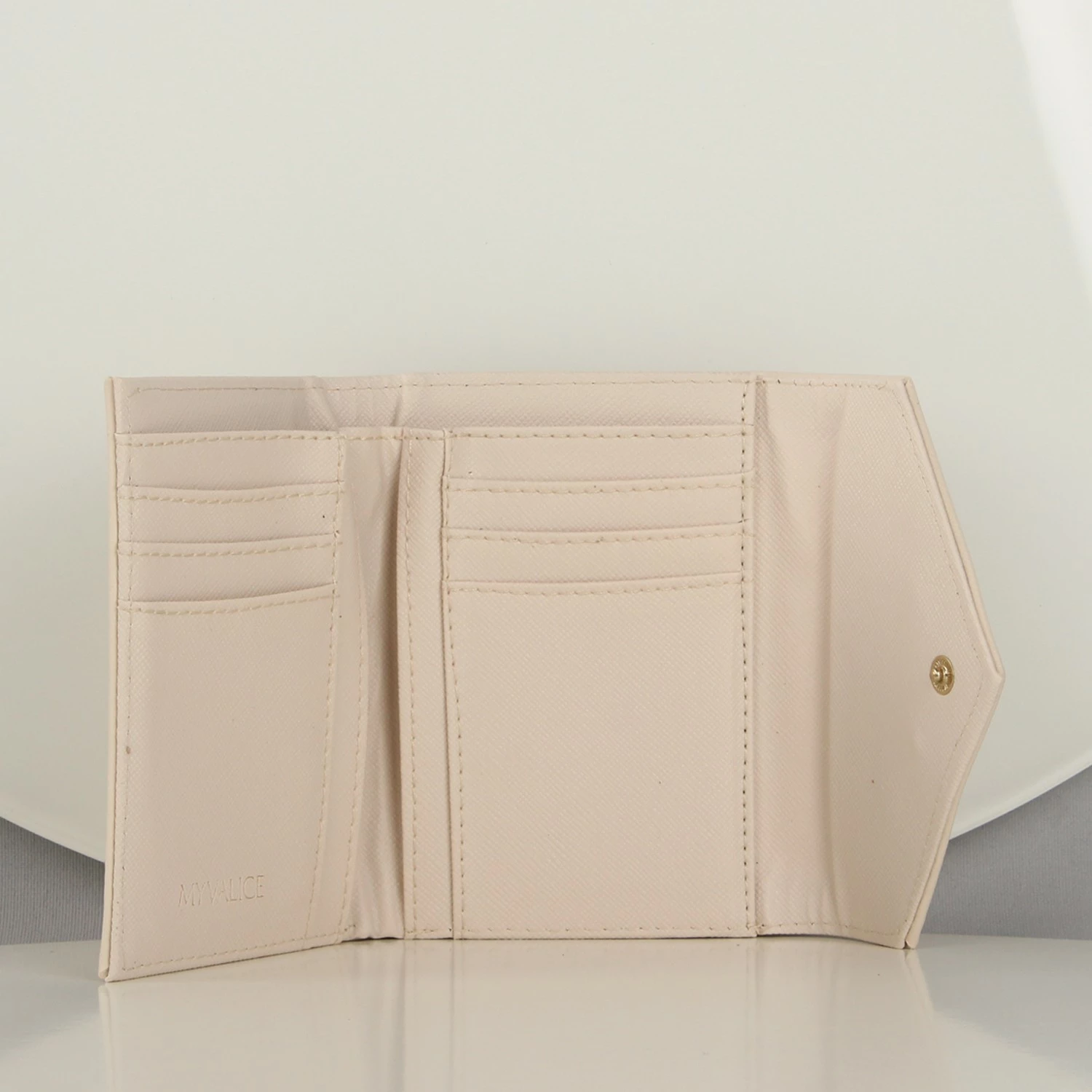 Portofol prej lëkure, ngjyrë bezhë, Zoozie Bags, 12.5x9cm