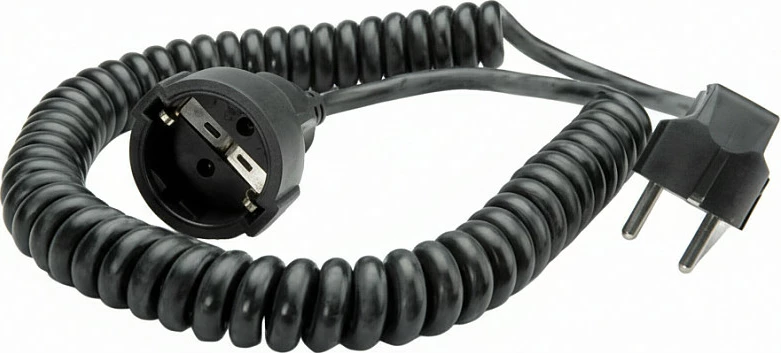 Kabllo zgjatëse spirale Bachmann, Schuko 230V/16A, 4 m, e zezë