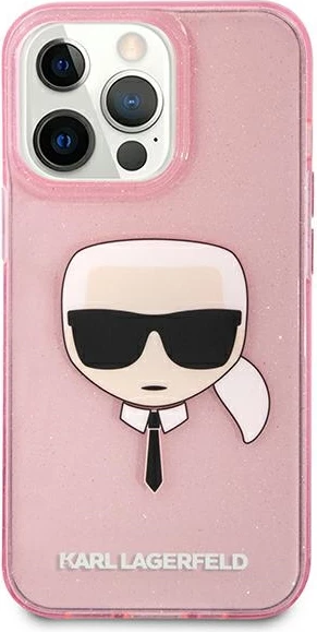 Mbështjellës Karl Lagerfeld KLHCP13XKHTUGLP për iPhone 13 Pro Max, hardcase, rozë me glitter