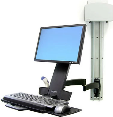 Mbajtëse muri për monitor me tabaka tastiere Ergotron 200 Series Combo Arm, deri 24", VESA 75x75/100x100, 8.2 kg, e zezë