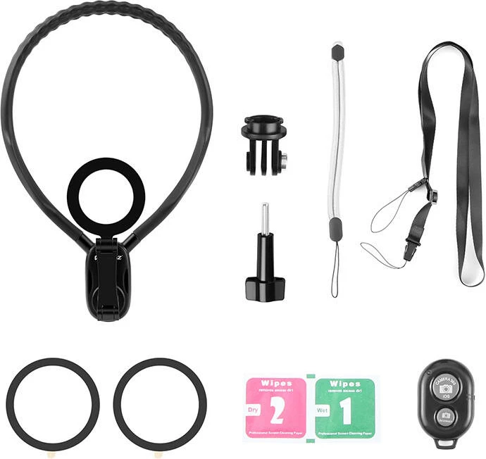 Mbajtës magnetik për qafë Puluz POV, për kamera sportive dhe telefona, PU947B, i zi