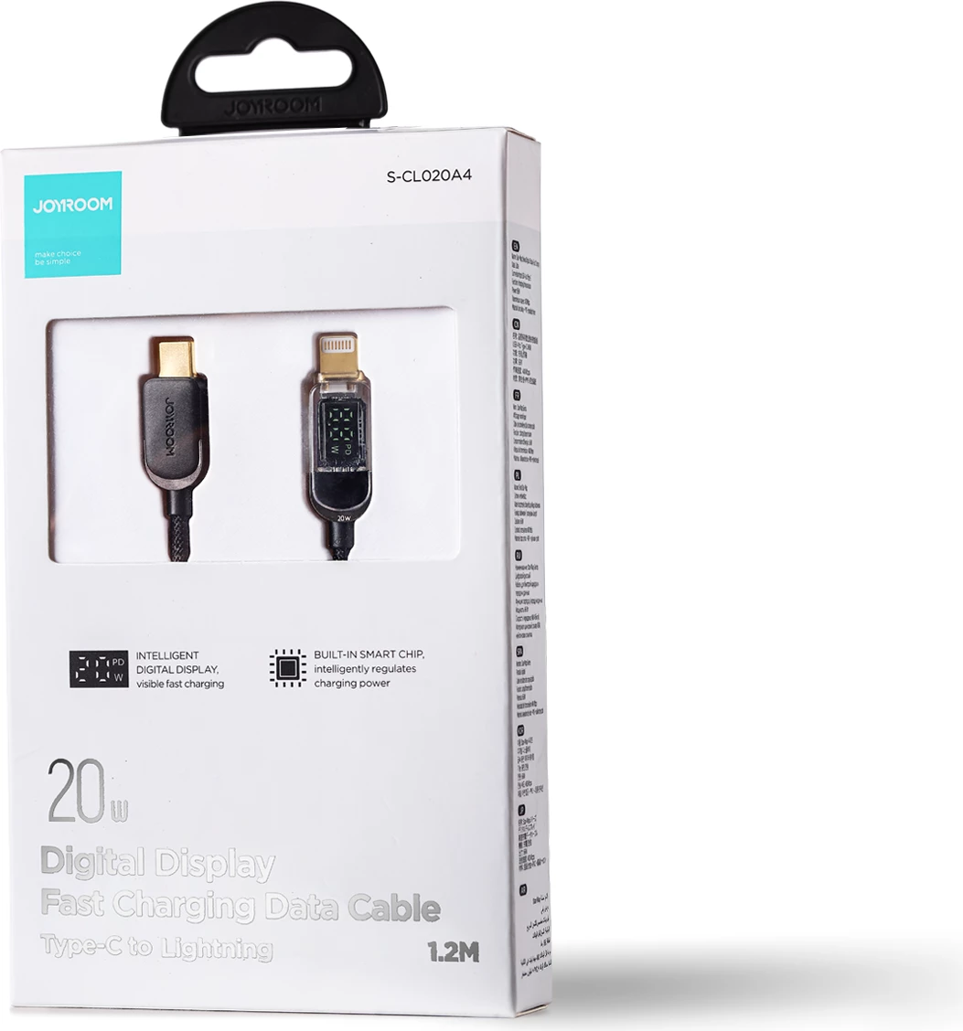 Kabllo Joyroom A4 S-CL020A4 USB-C në Lightning me ekran LED, 1.2m, 20W, e zezë