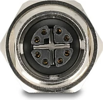 Adapter Ethernet DeLOCK M12 X-coded 8-pin (F) në RJ45 (F), Cat6A STP, metal, këndor, argjendtë