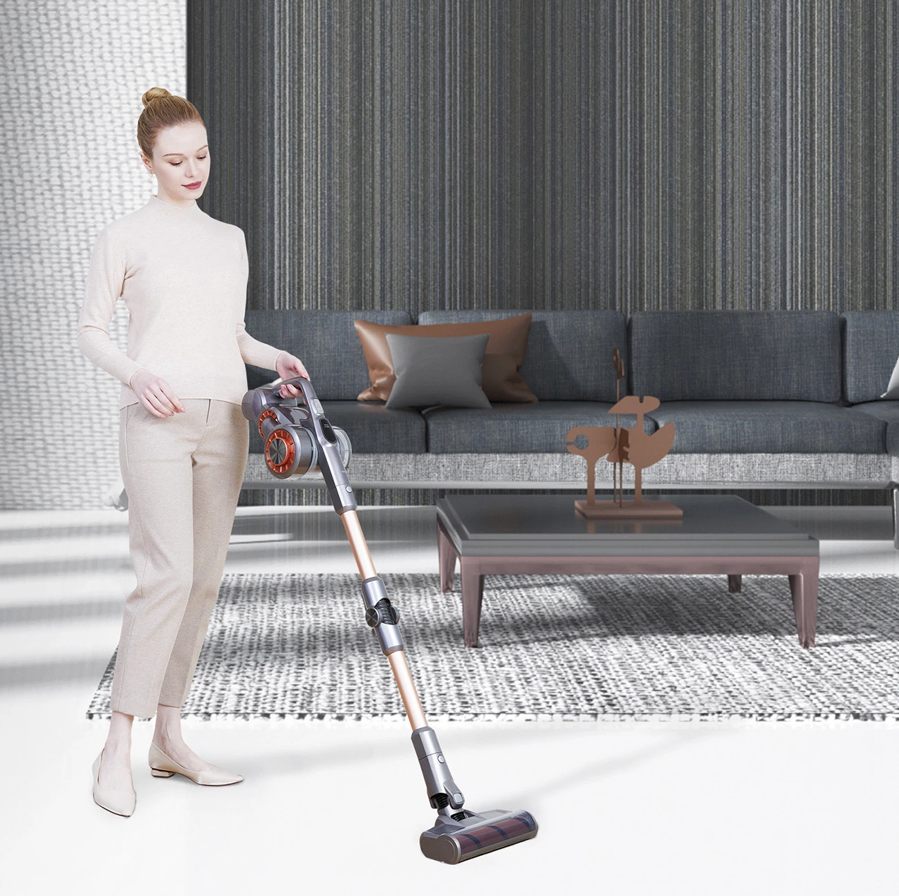 Fshesë me korrent pa kabllo JIMMY H9 Pro, 600 W, 0.6 L, gri/portokalli, me ekran LED