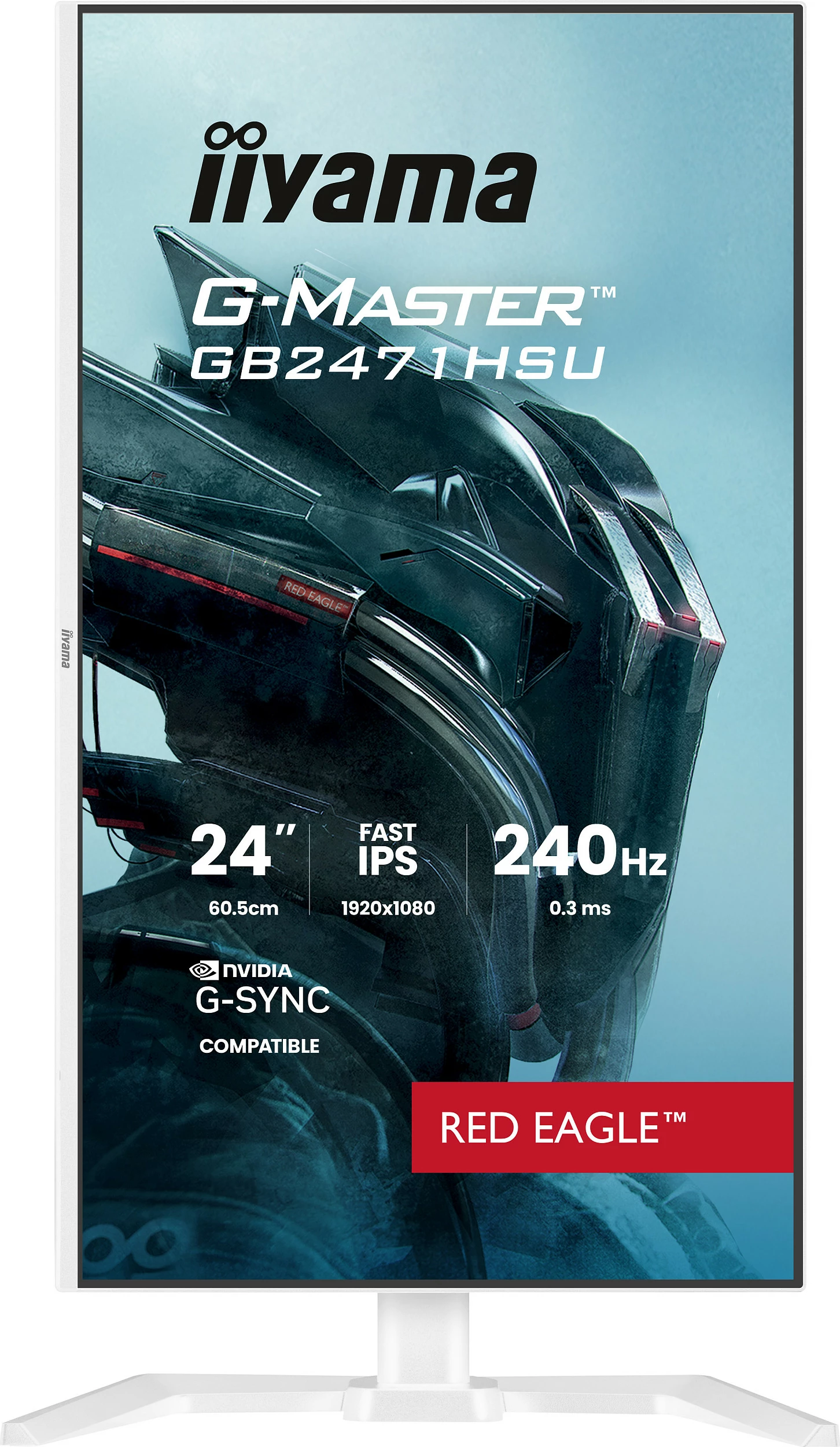 Monitor gaming iiyama G-MASTER Red Eagle GB2471HSU-W1, 24", IPS, FHD 240Hz, i bardhë