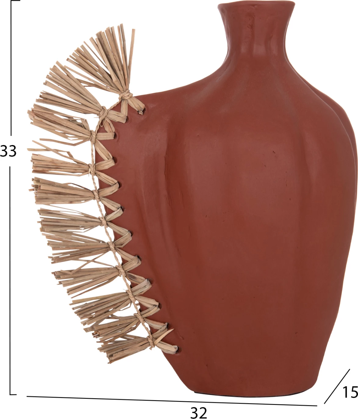 Vazo dekorative tavoline JEBB, terrakotë natyrale, bar i thatë, FH4689.08, 32x15x33cm
