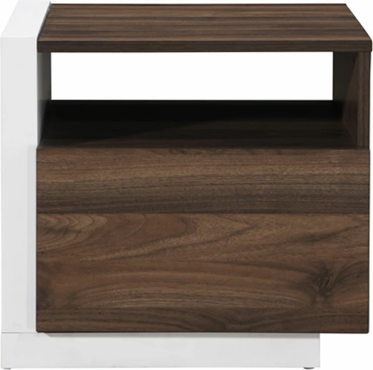 Komodinë Doble, një derë, ngjyrë arre-bardhë, 46x40x43