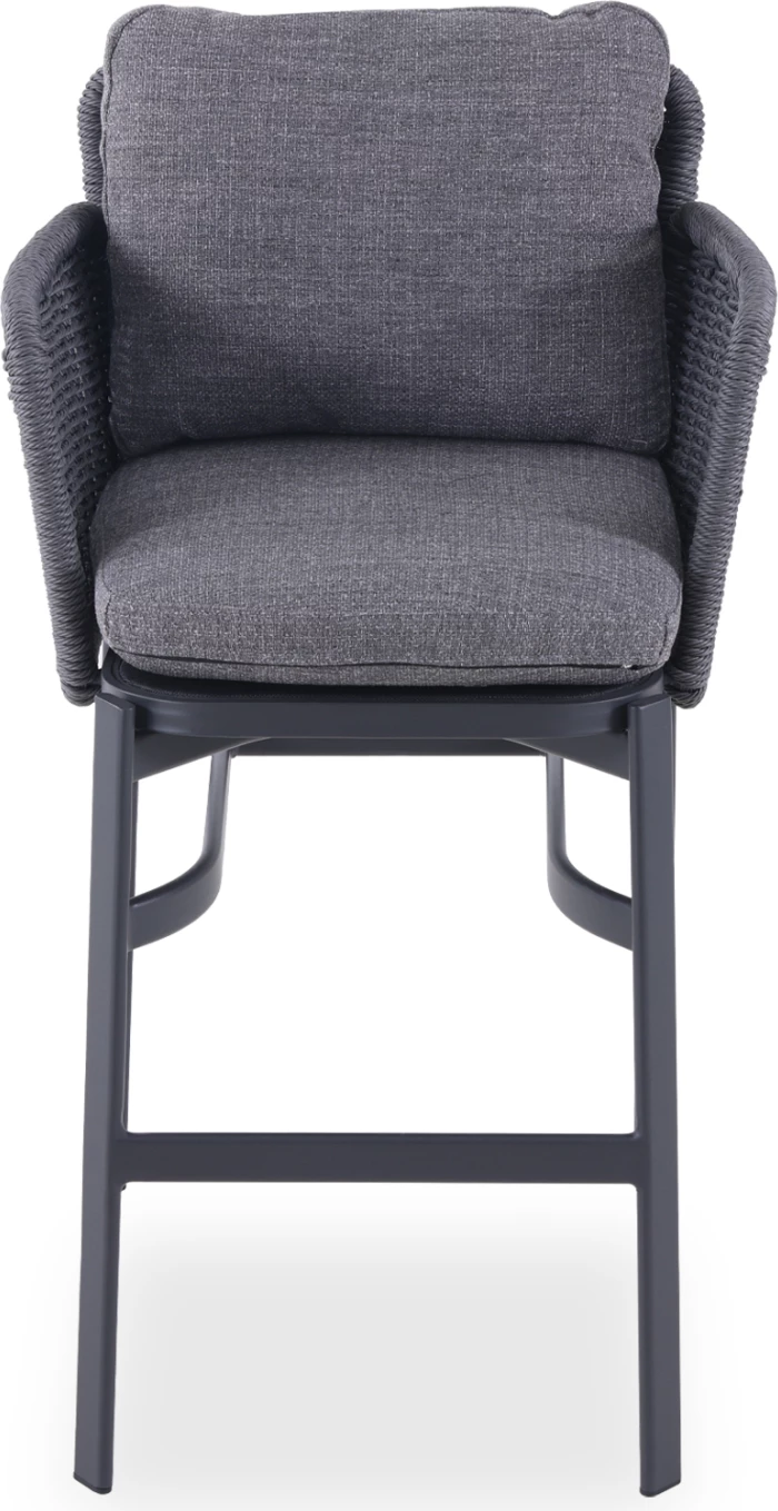 Karrige për bar DESTINY, alumin & ratan, ngjyrë qymyr, 71.5x63.5x108cm, set prej 2 copash