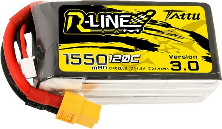 Bateri LiPo Tattu R-Line Version 3.0, 1550mAh, 14.8V, 120C, XT60