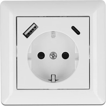 Prizë muri DeLOCK CEE 7/3 me USB-A + USB-C, 3.4A, 4000W, e bardhë
