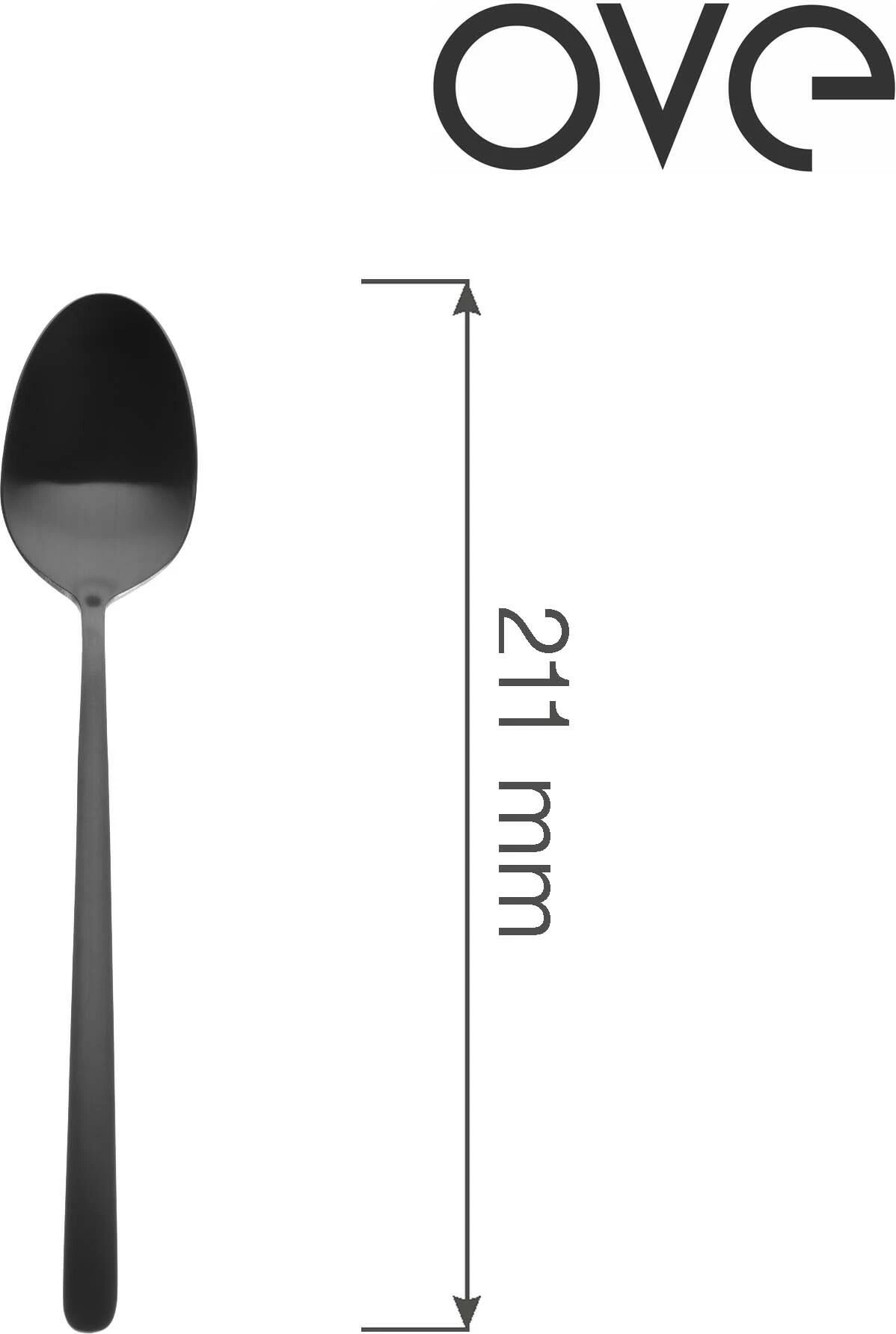 Lugë tavoline OVE Amarone Black 211 mm, çelik inox 18/10, e zezë, set 12 copë