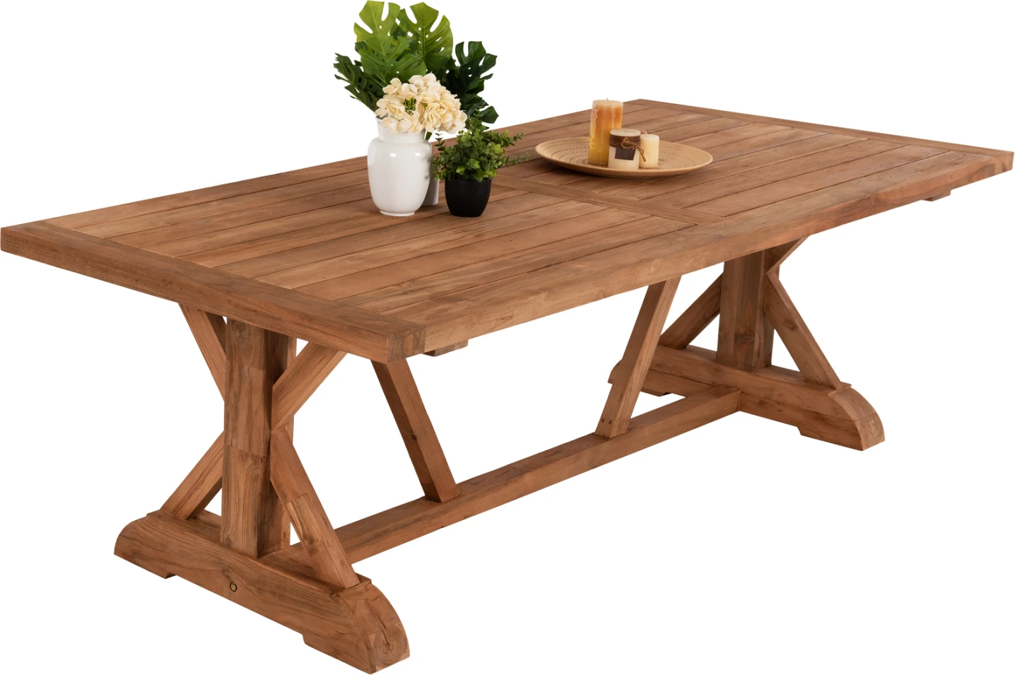 Tavolinë ngrënieje KRONOS, dru TEAK i ricikluar, ngjyrë natyrale, 200x90x75 cm