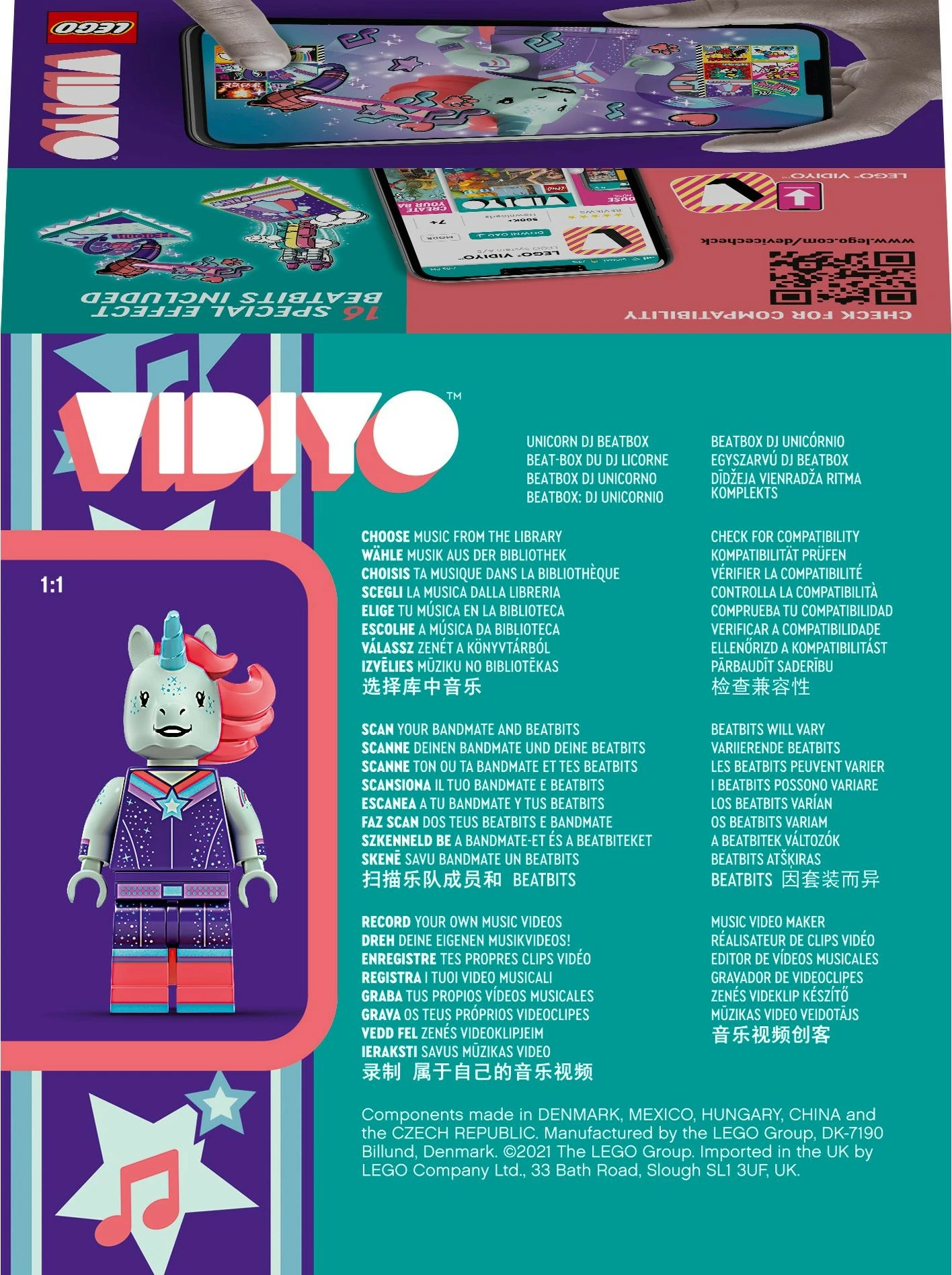 Set ndërtimi LEGO VIDIYO Unicorn DJ BeatBox, 84 pjesë, Multikolor