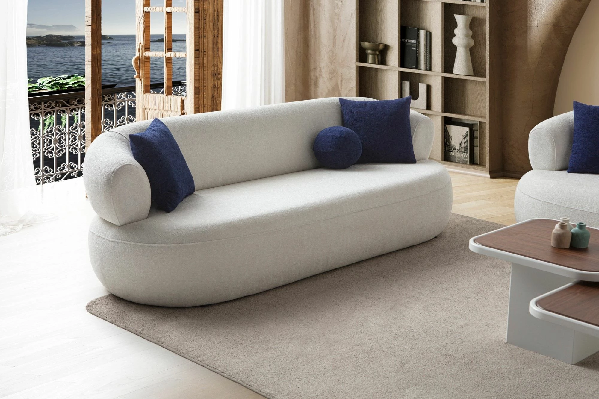 Divan treshe Atelier del Sofa, Roma, ngjyrë e bardhë