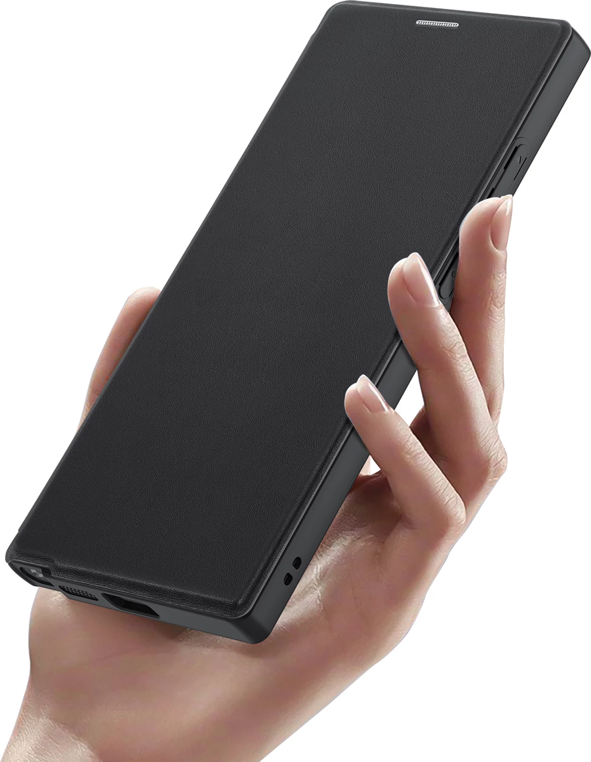 Mbështjellës Dux Ducis Skin X Pro për Samsung Galaxy S24 Ultra me unazë magnetike dhe kapak, e zezë