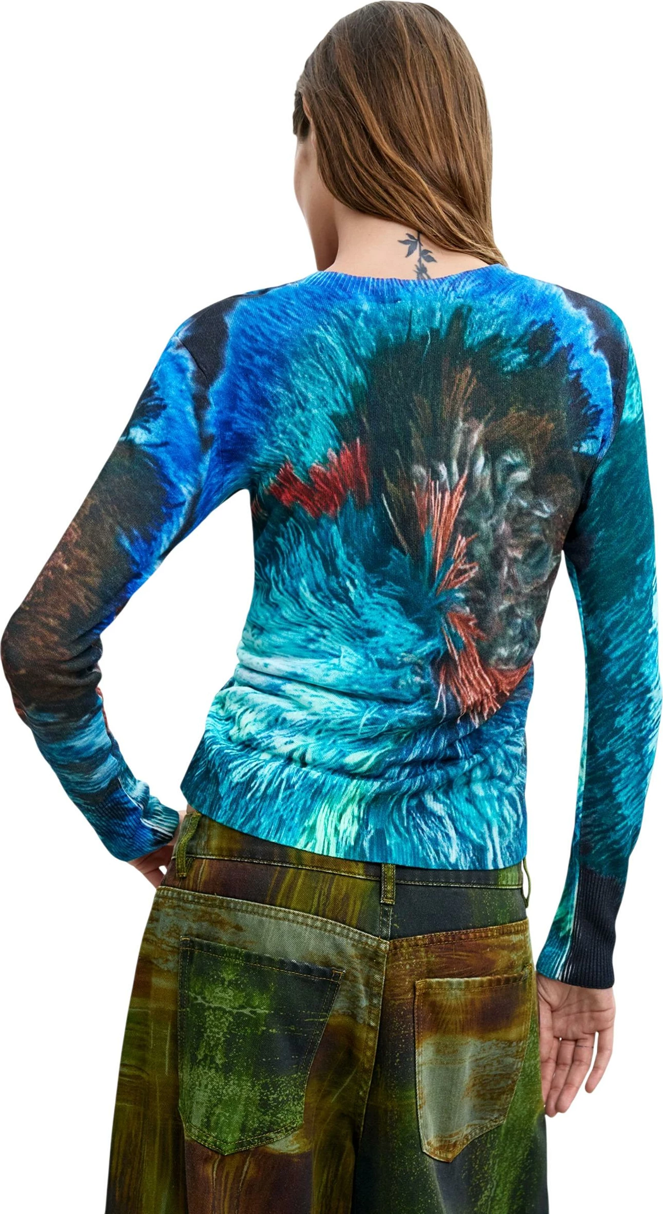 Xhemper për femra Desigual JERS_POMPOM_LACROIX 26WWJF02, blu [Madhësia: L]