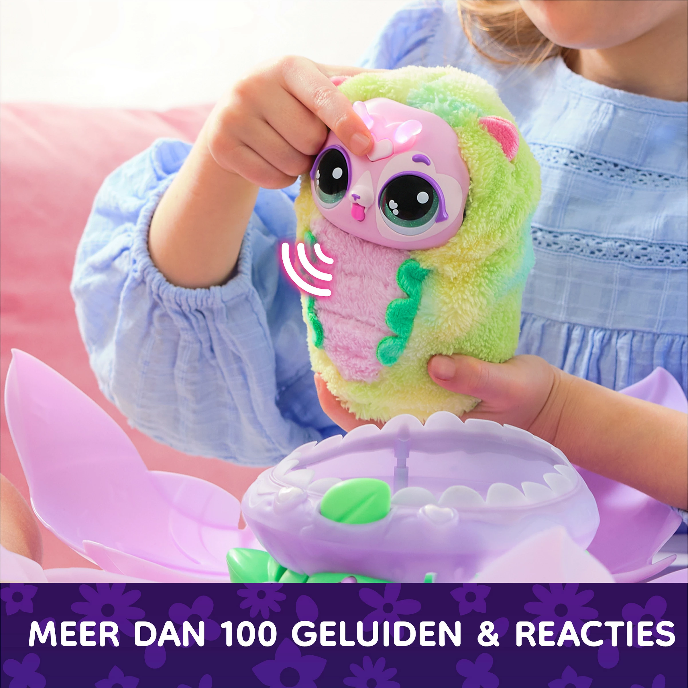 Lodër interaktive SPIN MASTER Hatchimals Bloomables Kittyfly Surprise, 100+ tinguj, transformim, 3xAA, shumëngjyrëshe