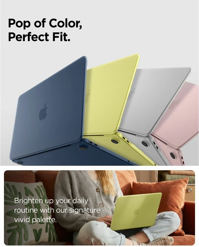 Mbështjellës për MacBook Spigen AirSkin për MacBook Neo 13" 2026 (A3404), PC + këmbë TPU, snap-on, 1 copë, e verdhë mat